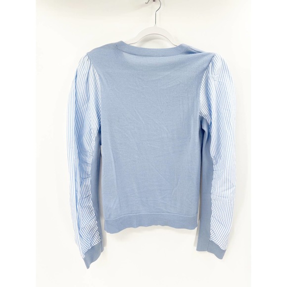 Veronica Beard Adler Mixed Media Merino Wool Long Sleeve Striped Crew Sweater L - Picture 4 of 7